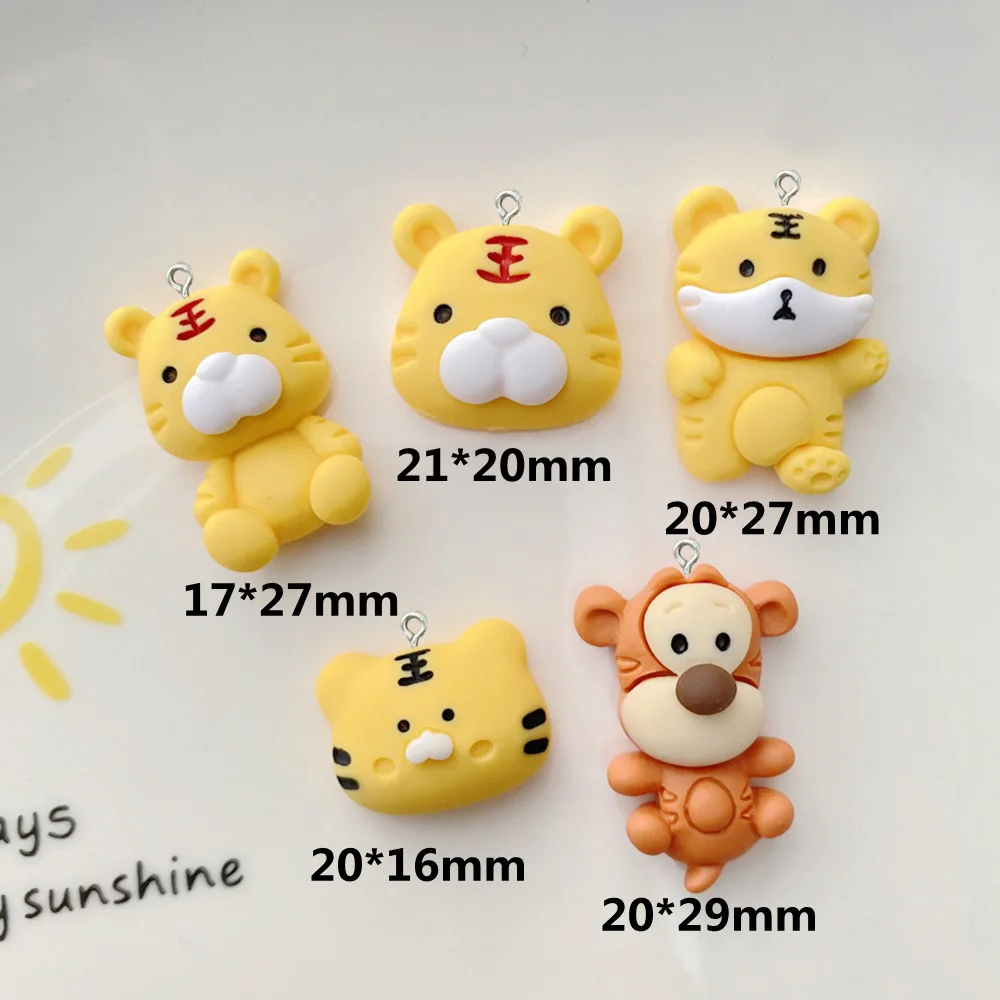 

20Pcs Kawaii Cartoon Tiger Resin Charms Pendants for Jewelry Findings DIY Handmade Making Earrings Necklace Keychain Accessories