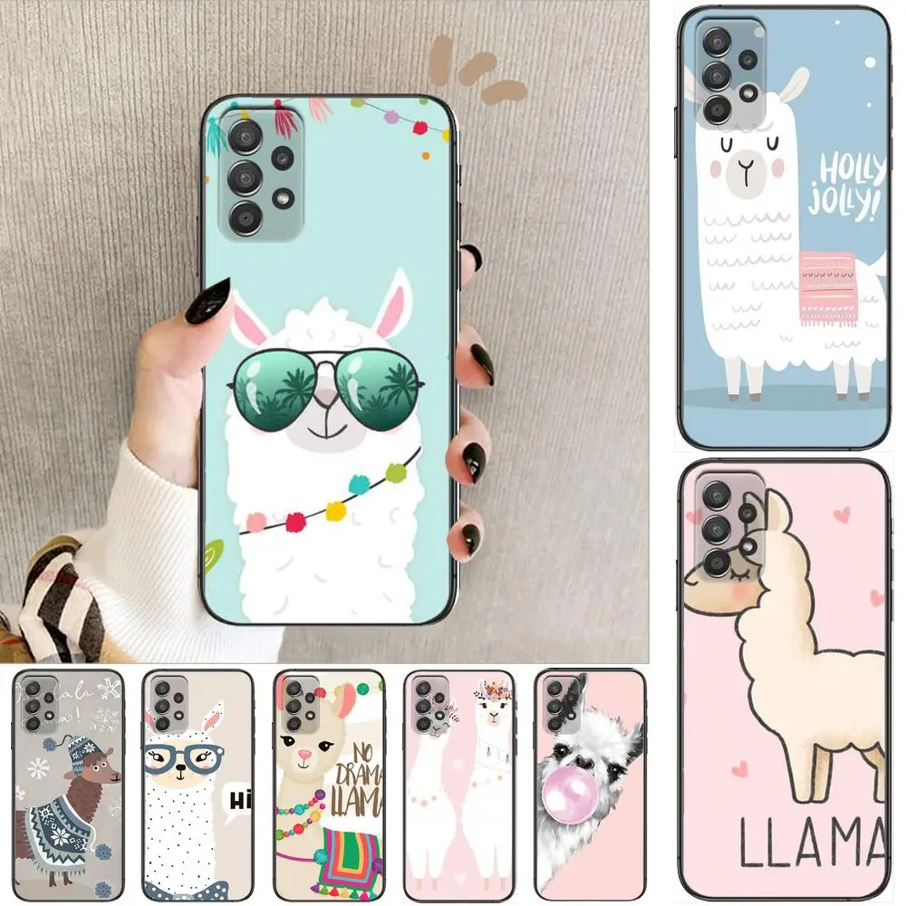 

Cute alpaca Phone Case Hull For Samsung Galaxy A70 A50 A51 A71 A52 A40 A30 A31 A90 A20E 5G a20s Black Shell Art Cell Cove