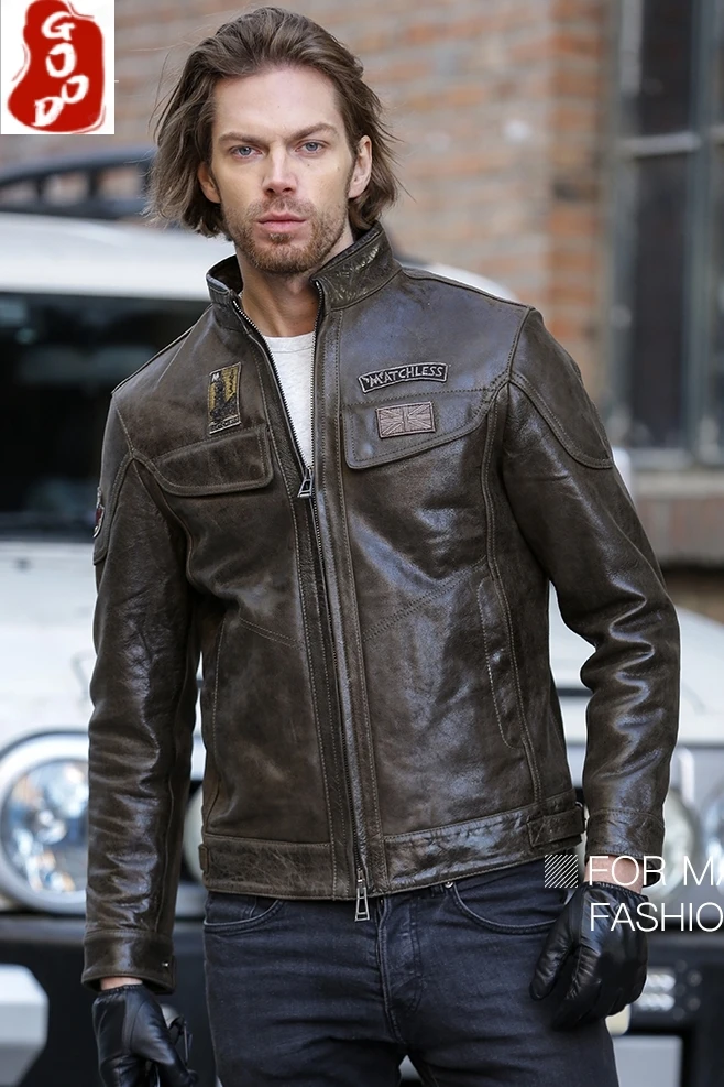 

Real Leather Jacket Men Clothes 2021 Streetwear Fashion Mens Sheepskin Coat Slim Fit Moto Biker Genuine Leather Coat 6001