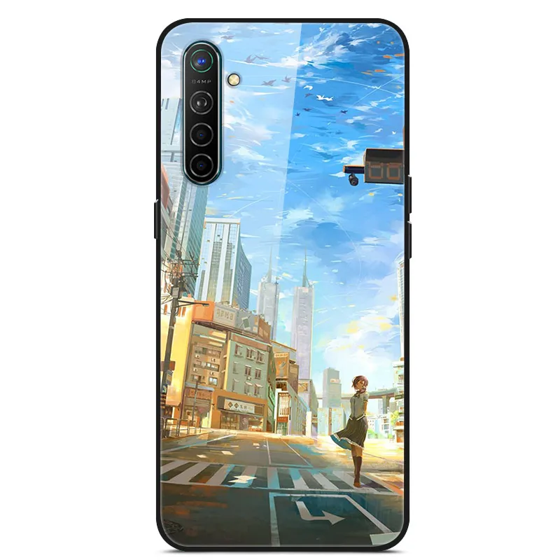 Чехол для Oppo Realme X2, чехол из закаленного твердого стекла для Oppo Realme XT X2 Pro, чехол, мягкий силиконовый бампер с принтом - Цвет: Белый