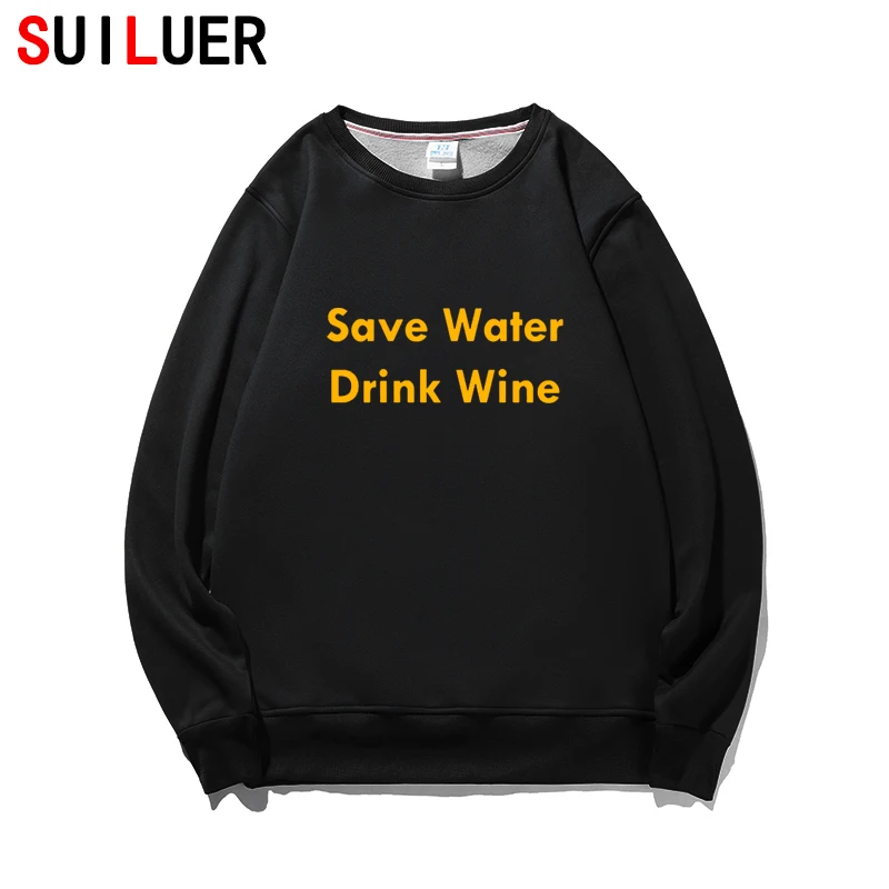 

Свитшот мужской/женский хлопковый с надписью «save water drink wine»