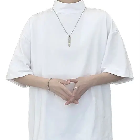 

Summer style men's T-shirt with small half neck in solid color with four seasons base