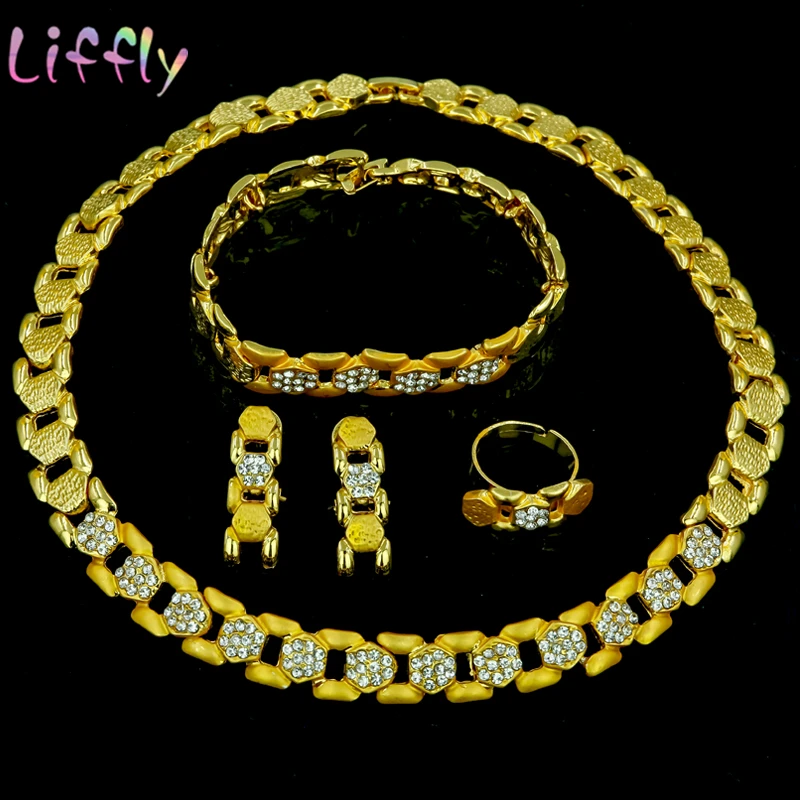 Дубай золотые Ювелирные наборы для женщин Кристалл ювелирные изделия