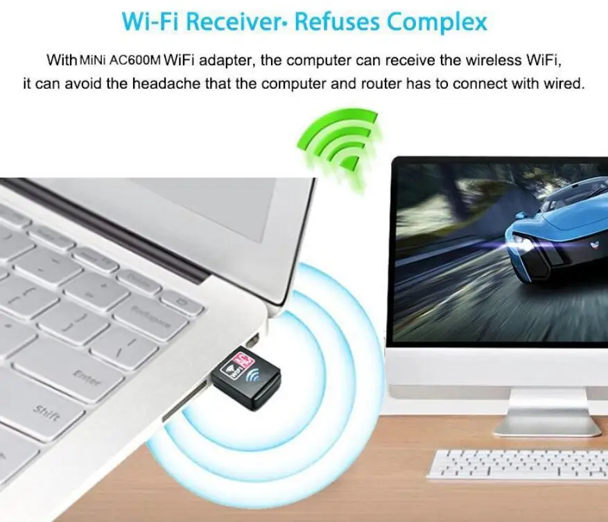 802.11ac беспроводной USB Wifi адаптер Nano-Sized USB Ethernet Сетевая карта 600 Мбит/с 2,4G 5 ГГц ПК WiFi приемник AC WiFi ключ