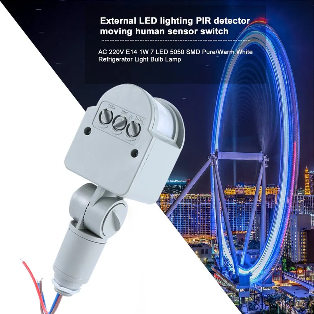 

AC 220V DC 12V инфракрасный PIR датчик движения переключатель светодиодный Ной подсветкой автоматический наружный датчик движения переключатель ...