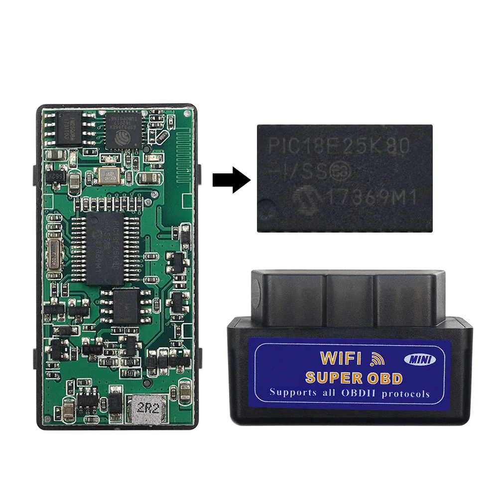 OBD2 сканер Wifi ELM327 V1.5 PIC18F25K80 чип ELM 327 Bluetooth OBD II автомобильный диагностический
