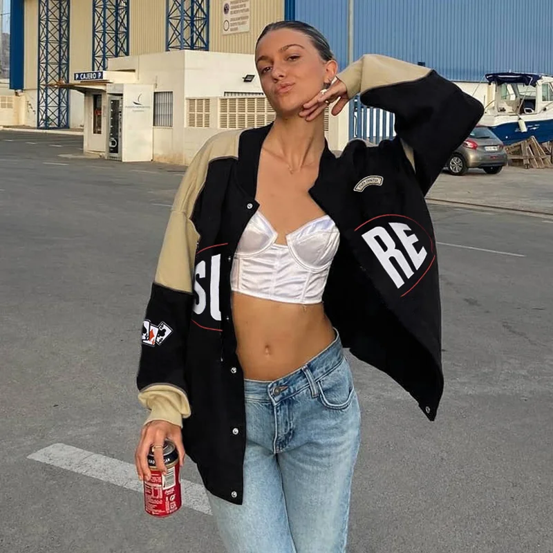 Осенняя бейсбольная куртка-бомбер в стиле хип-хоп повседневные пальто с длинным