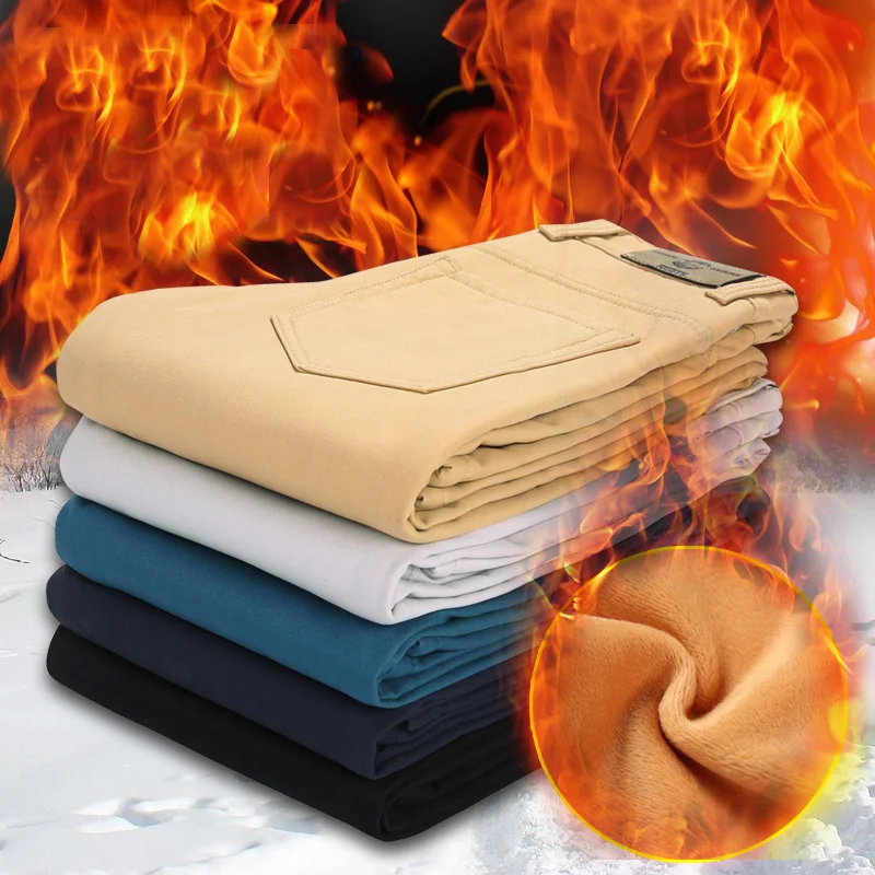 Новинка Зима 2023 мужские теплые повседневные брюки модные плотные облегающие