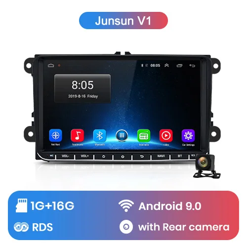 Junsun 2 din Автомобильный Радио мультимедийный плеер gps для Volkswagen VW golf passat b6 туристическое поло седан TIGUAN JETTA Android DVD - Цвет: Junsun V1S