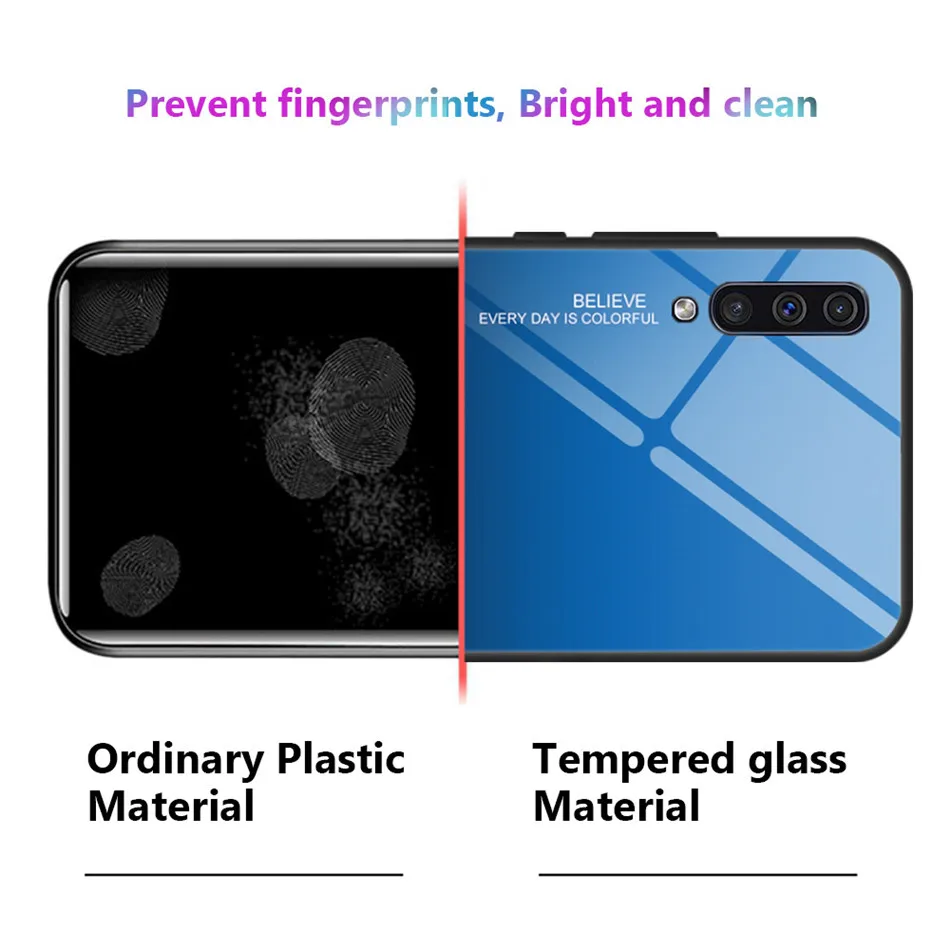 Закаленное Стекло чехол для samsung Galaxy S10 S8 S9 плюс A6 J4 Note 8 9 A5 A7 градиент чехол для samsung A40 A30 A70 A50 чехлы