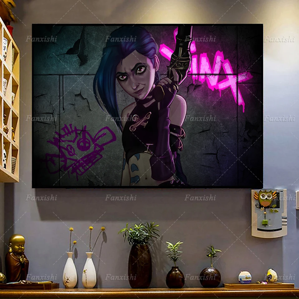 

Arcane Jinx Vi League Of Legends Tv Posters Modern Wall Art Prints Canvas Pictures Boy Girl Gift Home Living Room Decor Painting