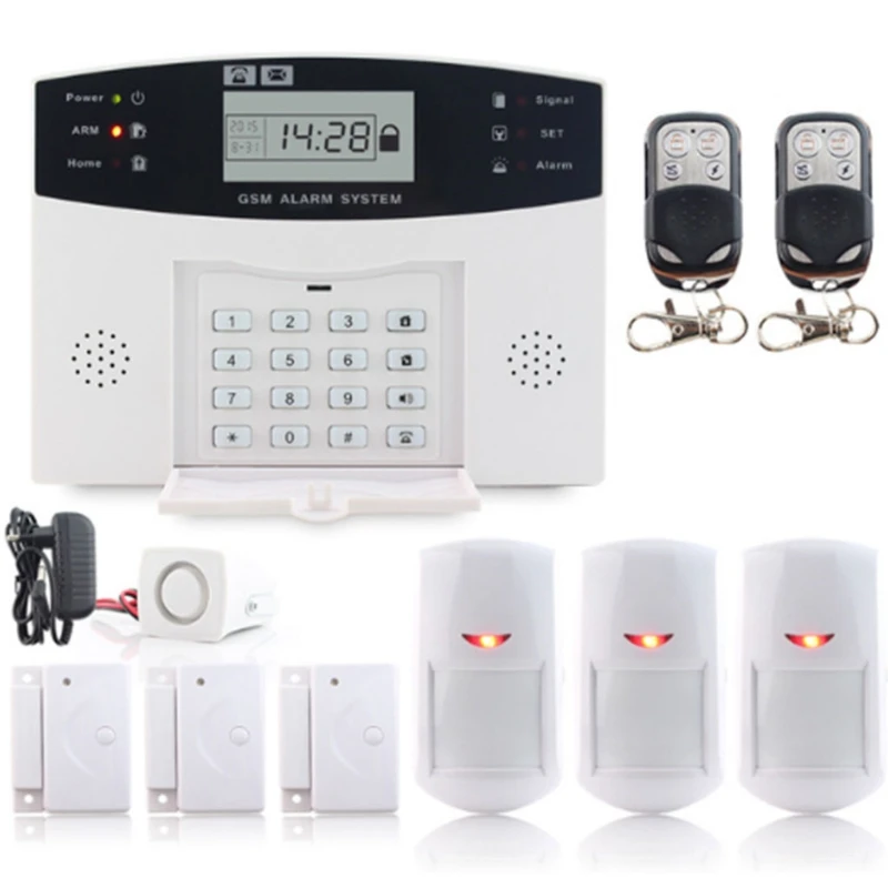 

Home Security Wireless GSM Remote Control Door Sensor LCD Display Alarm System Kit