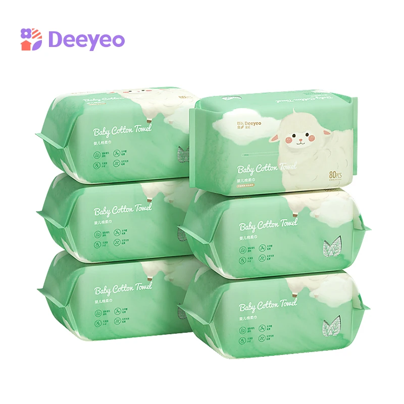 Детское Хлопковое полотенце Deeyeo, одноразовое мягкое приятное для кожи очищающее сухое и влажное полотенце с двумя жемчужинами, детские бум... от AliExpress RU&CIS NEW