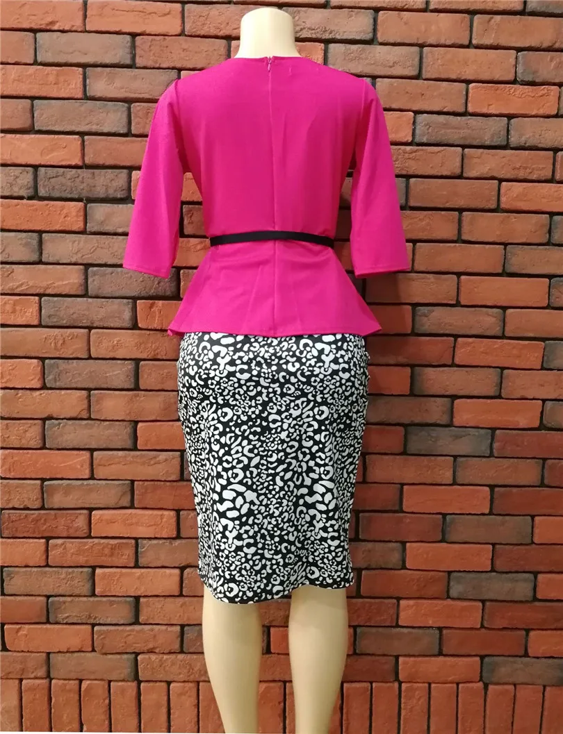 Женское платье из двух частей с коротким рукавом и леопардовым принтом