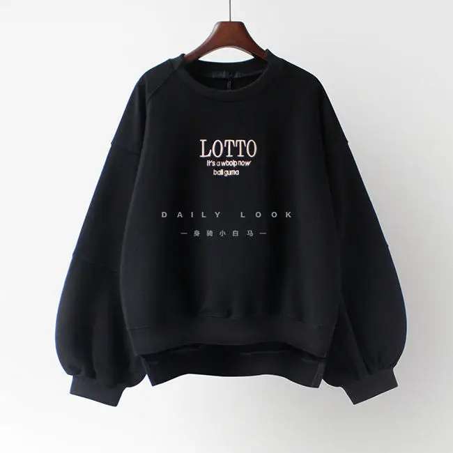 

Sweater Women Spring and Autumn Thin 2021 New Short Lantern Sleeve Loose Coat Jacket Sweatshirts Vintage Crewneck Sweatshirt