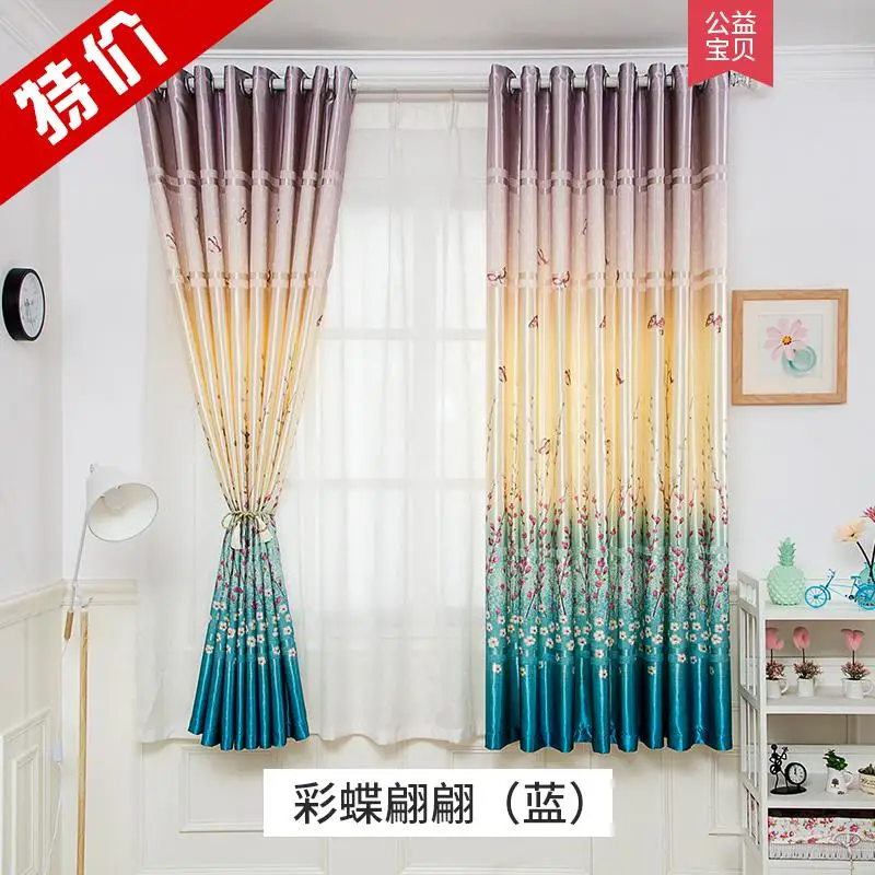 Европейские жаккардовые шторы Damask для гостиной Синие Блестящие спальни оконные