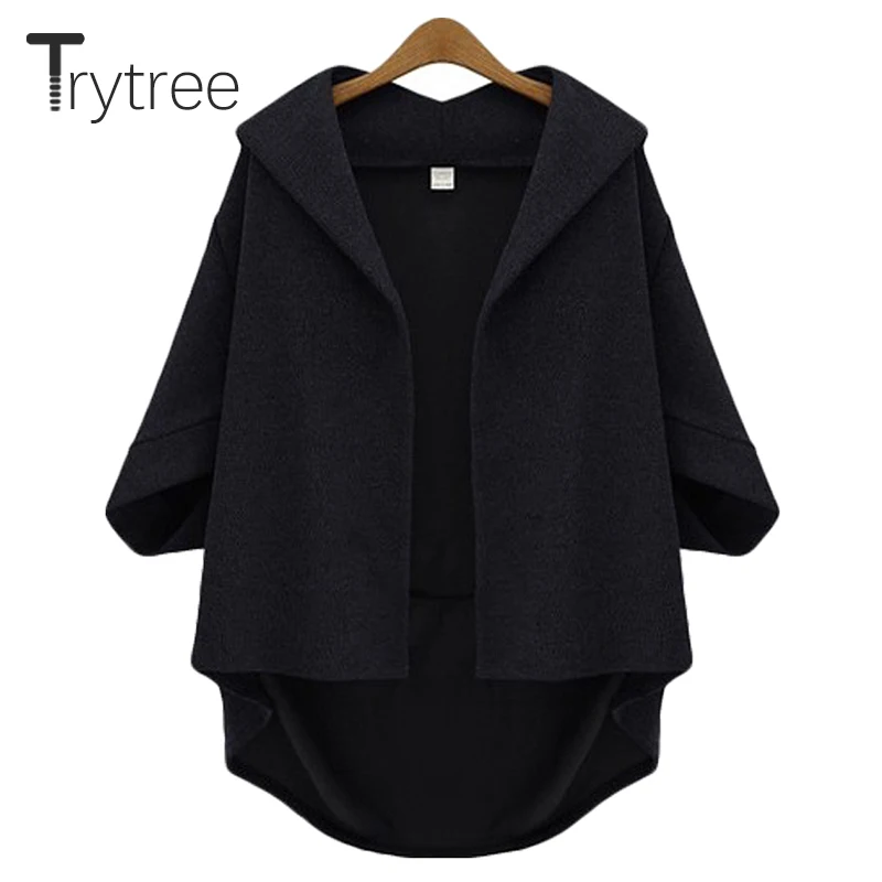 Trytree/2019 осенне зимнее женское пальто повседневное однотонное с отложным