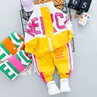 2021 осенний Детский свитшот для мальчиков и девочек, костюмы Новый Повседневный Спортивный костюм с длинными рукавами и буквенным принтом, набор застежек на молнии; Одежда для младенцев; Штанишки для малышей От 1 до 4 лет