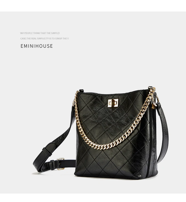 EMINI HOUSE, масло, воск, Алмазная решетка, сумка-мешок, натуральная кожа, широкий ремень, сумка на плечо, роскошные сумки, женские сумки, дизайнерские