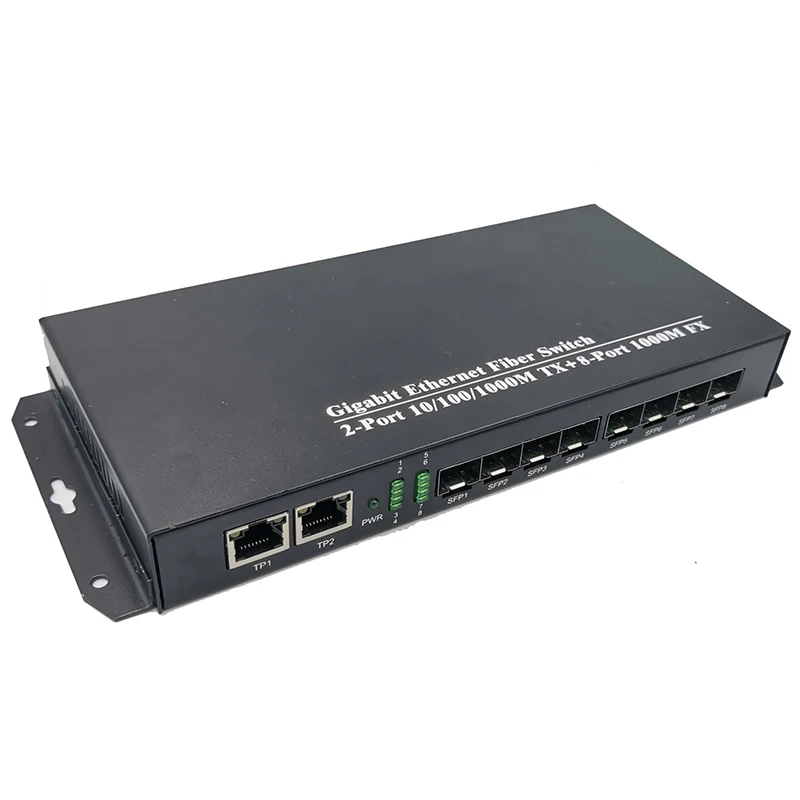 Медиаконвертер 8 sfp 2 rj45 гигабитный оптоволоконный коммутатор для ip камеры UTP