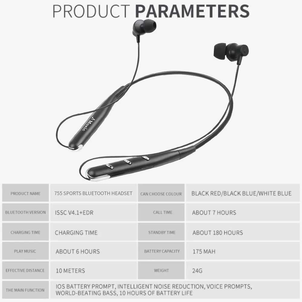 

5.0 Bluetooth Earphone Waterproof Sport Neckband Wireless Earphones Stereo Earbuds Music Headphones With Mic For All Phones