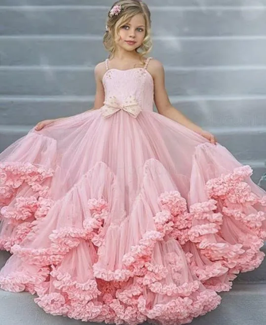 

Cloudy Pink Flower Girl Dress for Wedding Pageant Gown Children Birthday Dress Kids Clothes 2-16Y