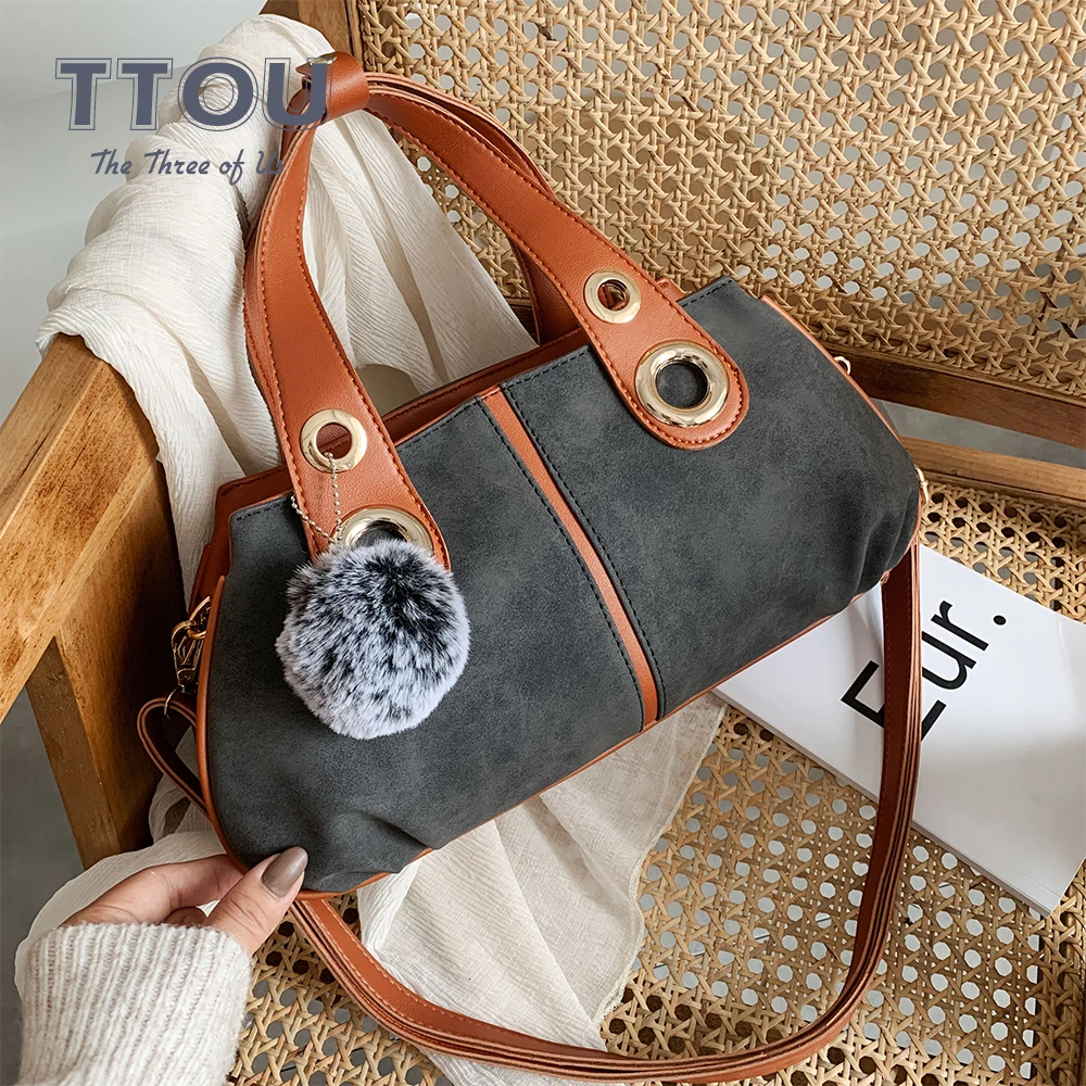 TTOU/модные женские сумки через плечо в стиле ретро Женская сумка с помпоном для
