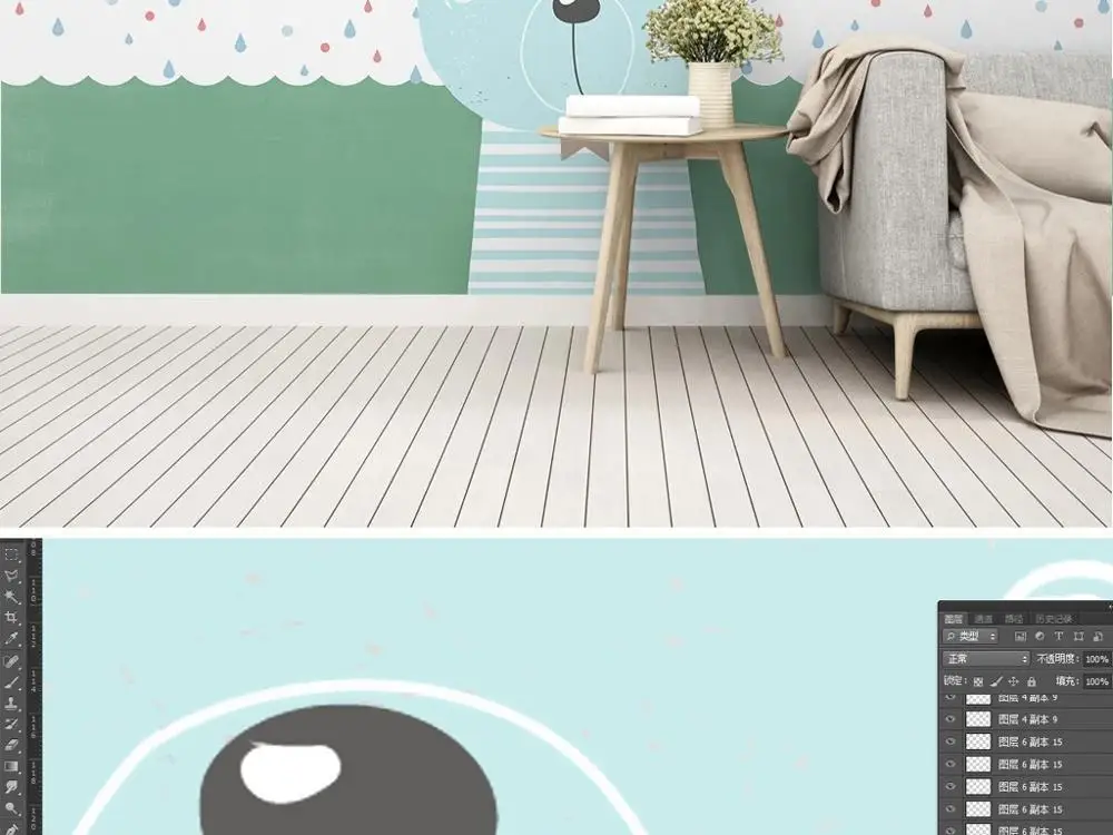 Большие настенные 3D обои на заказ мультяшный мир дождь облако милая детская