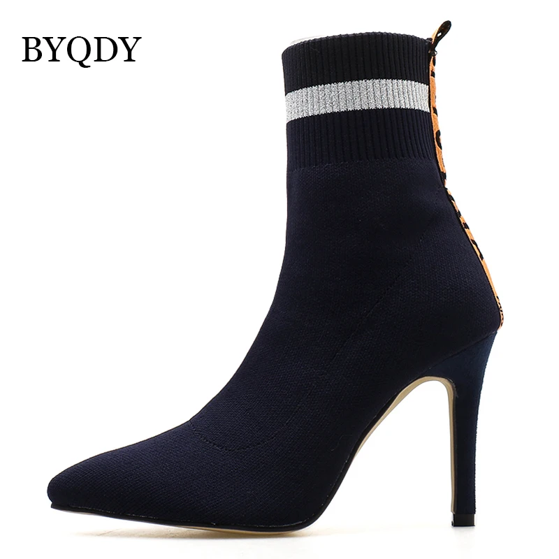 BYQDY/осенние женские ботильоны модные плетеные туфли на высоком каблуке с острым