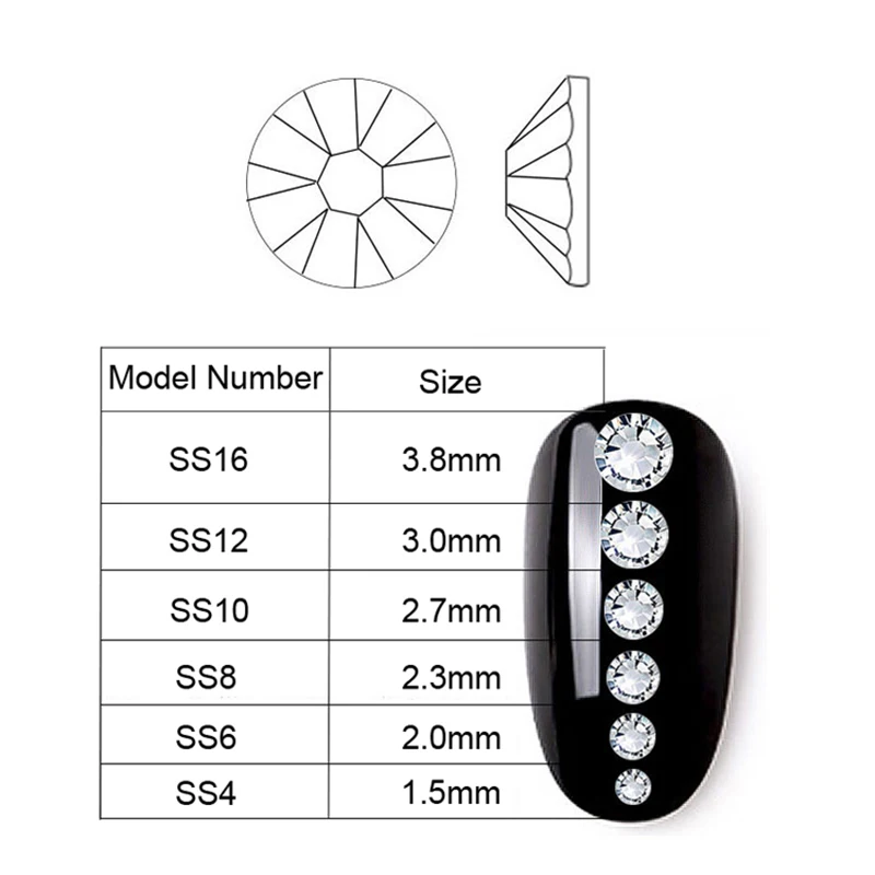 1 коробка многоразмерные стеклянные стразы смешанные цвета плоский задник AB