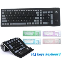 103 keys portable folding usb charge mini keyboard foldable wired touchpad russian en keypad for iosandroidwindows ipad tabl