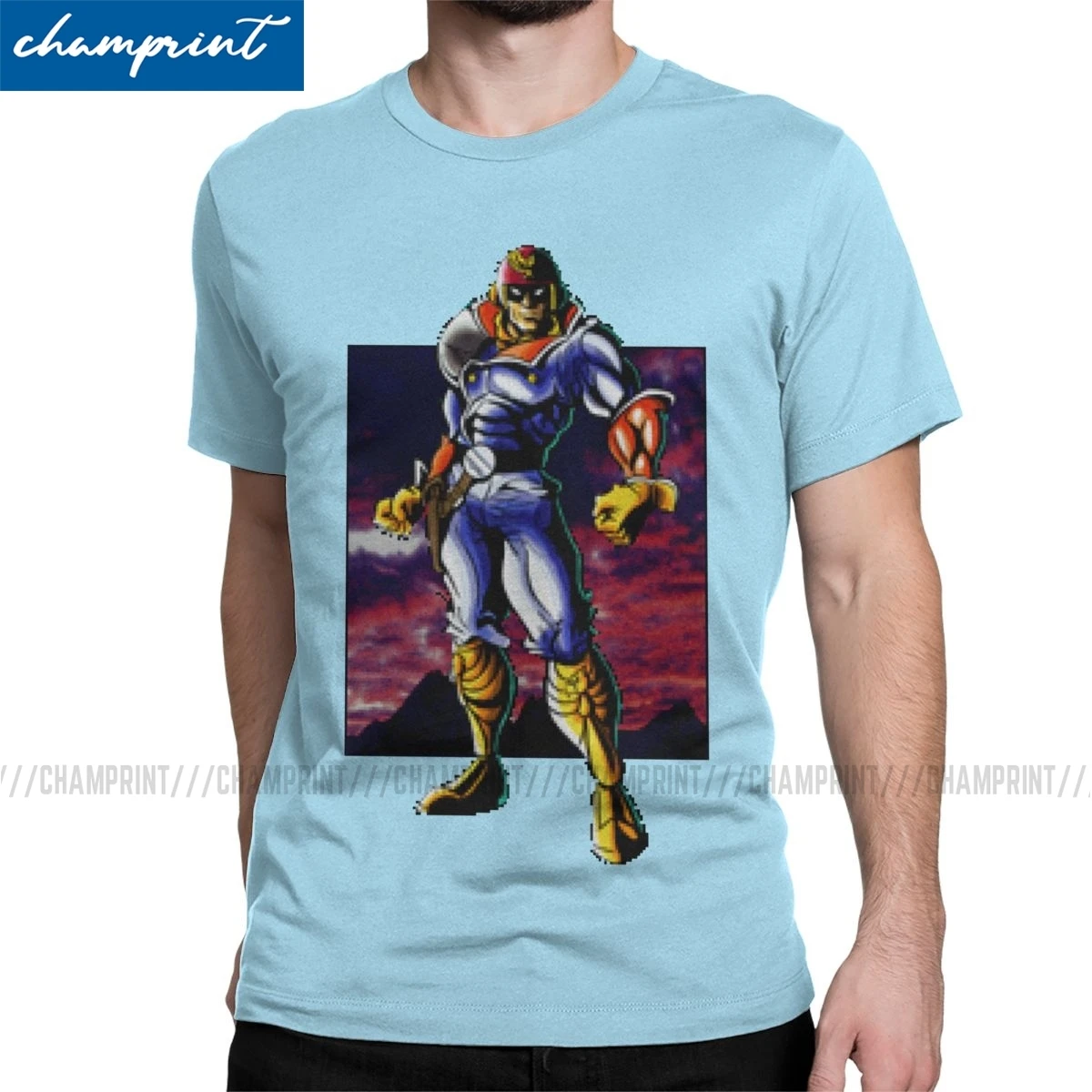 

Awesome F-Zero X Captain Falcon T-Shirt for Men Round Collar T Shirt Retro Racing Game Short Sleeve Tees Gift Idea Clothing