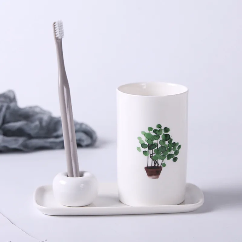 

Round Bathroom Tumblers Ceramic Mouthwash Cups Nordic Style Toothbrush Holder Cup Household Bathroom Daily Supplies Accessories