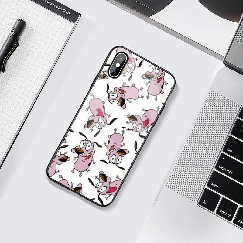 

cartoon courage cowardly dog Phone Case Tempered glass For iphone 6 6S 7 8 plus X XS XR 11 12 mini PRO MAX