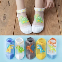 new childrens ice stocks spring and summer breathable short tube socks cute fun dinosaur glass stockings baby socks