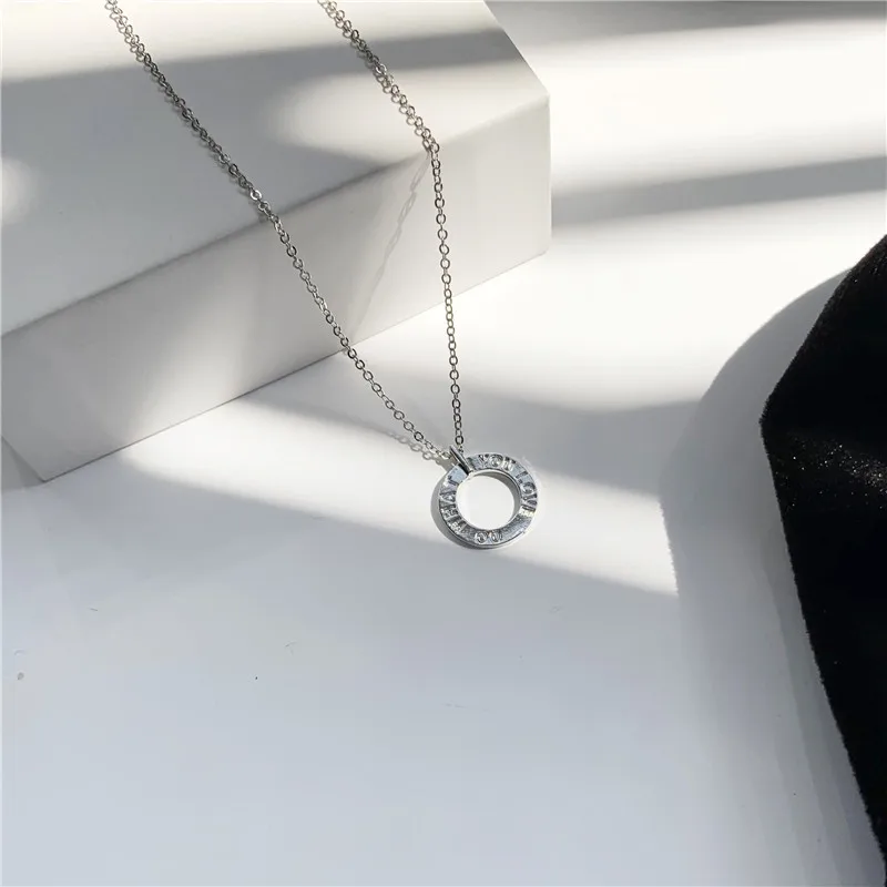 Простое однотонное асимметричное ожерелье в стиле панк с круглым кольцом