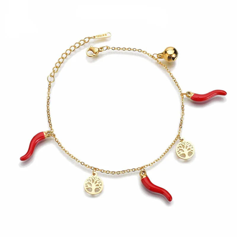 Женский браслет из нержавеющей стали с цепочкой Древо жизни перец колокольчик