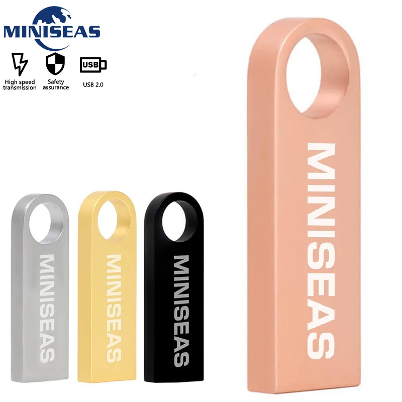 Miniseas водонепроницаемый металлический USB накопитель 32 Гб 64 pendrive 16 ГБ Pen Drive 8 4 cle U