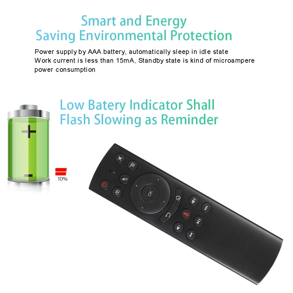 AVATTO G20 Voice Air Mouse with 2.4GHz Wireless Microphone Remote Control with IR Learning 6-axis Gyroscope for Android Box