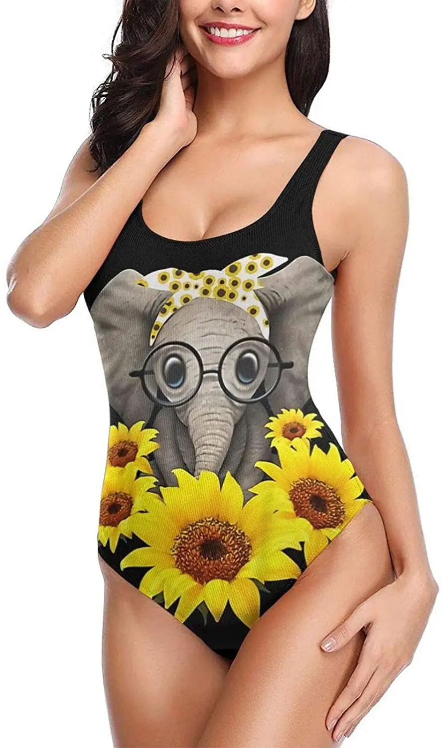 

Женский слитный купальник You Are My Sunshine, купальник со слоном и подсолнухами