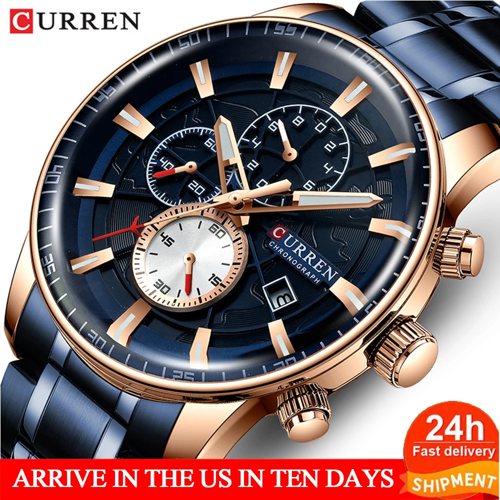 

New Men's Watch Curren 8362 Luxury Brand Fashion Waterproof Chronograph Quartz Wristwatch Stainless Steel Sports Erkek Kol Saati