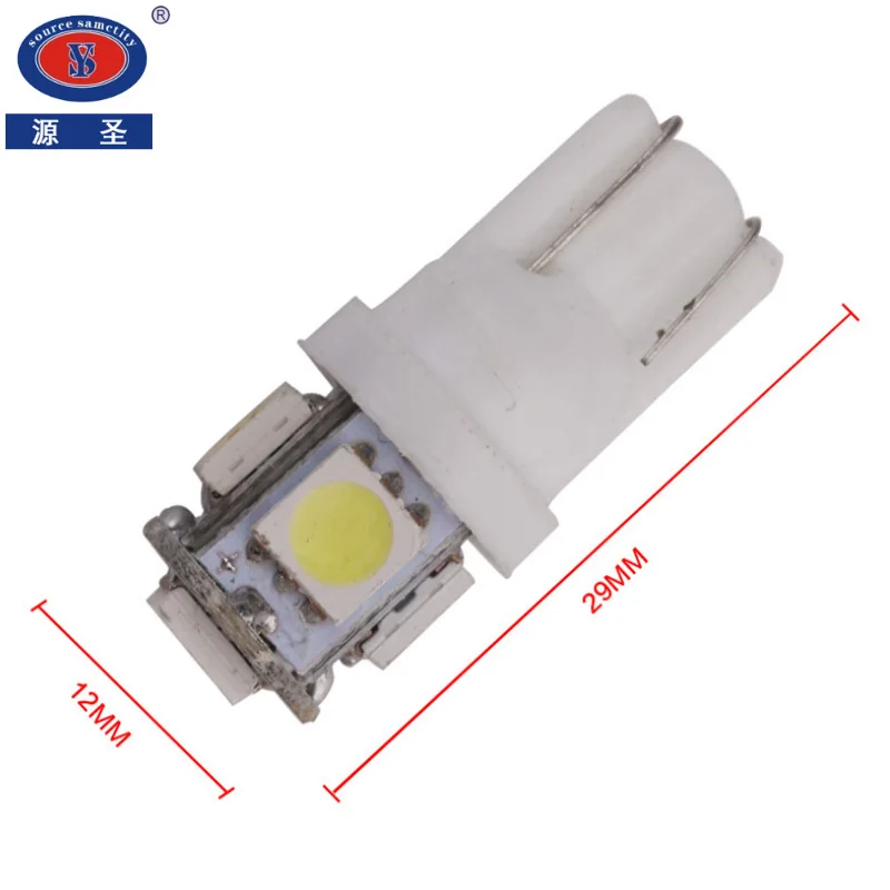 Юаньшенг 10 шт. T10 W5W светодиодный лампы 5 SMD светодиодный белого и синего цвета красный зеленый 194 168 супер яркий Клин лампочки лампы 12V 5050 SMD