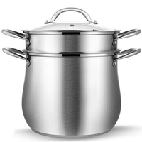 thickened bottom stainless steel soup pot with double handle glass cover induction gas cooker non stick soup pot