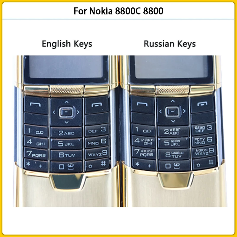

New 8800C Full Housing Case For Nokia 8800 Classic Battery Back Cover Battery Door Rear Cover Metal With English / Russia Keypad