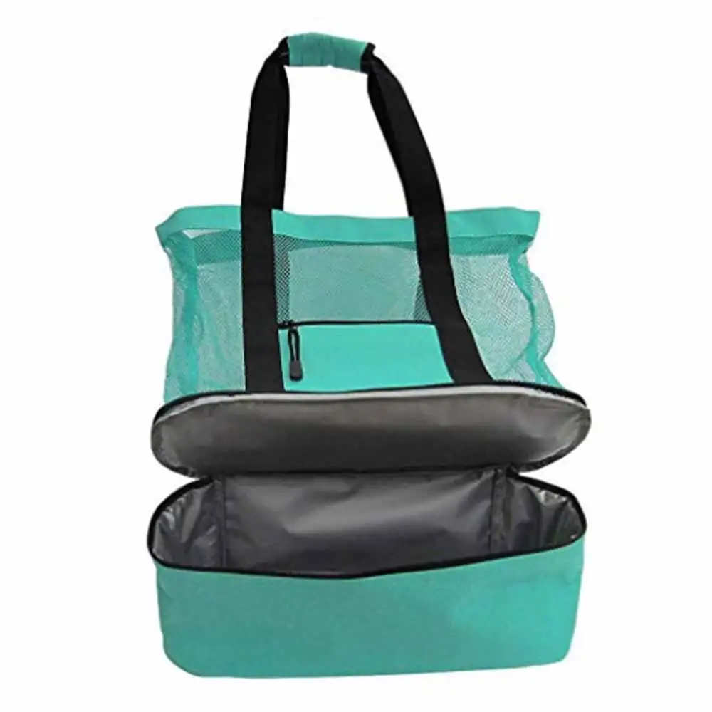 

Ladies Picnic Bag Mesh Refrigerator Compartment Zip-Fastener Closed Beach Tote Storage Bag For Travel Bath Fitness Swimming