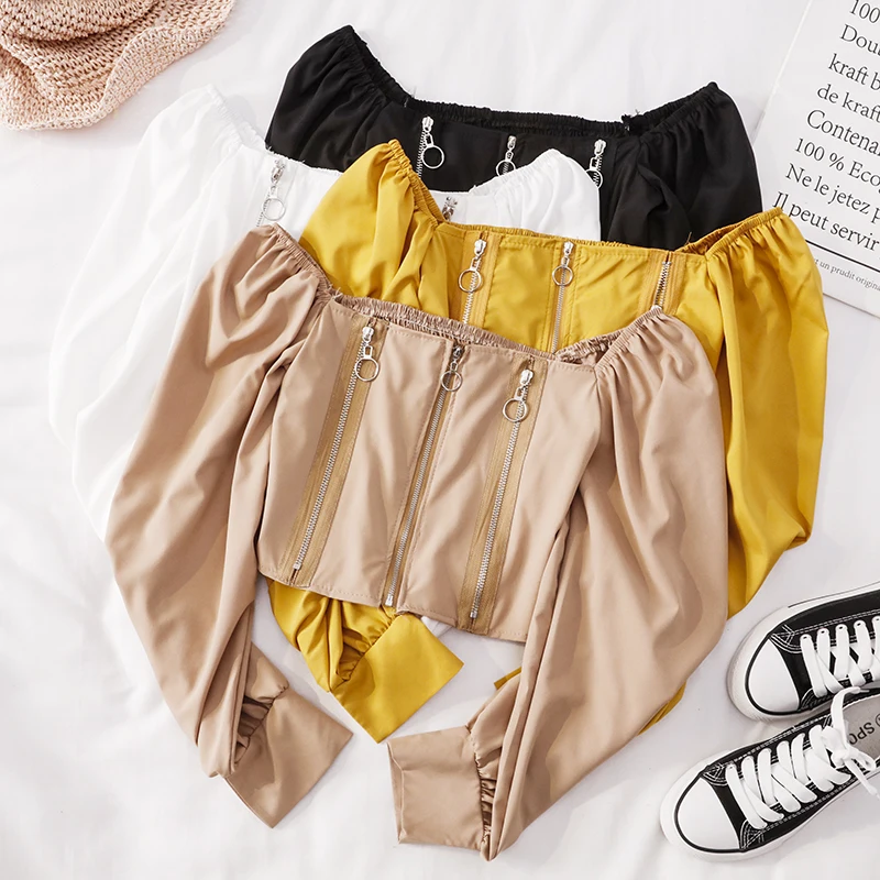 Женские рубашки с квадратным воротником и длинным рукавом приталенные Топы в три