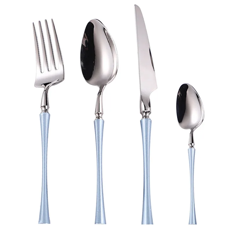 4pcs C IVYSHION 4/5 комплект столовых приборов элегантный Dinneware набор из нержавеющей стали набор ножей вилка и ложка Европейский стиль столовые приборы набор посуды - Цвет: 4pcs C