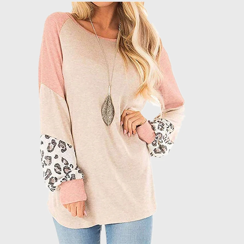 Patchwork Women Sweatshirt Hoodies Spring Long Sleeve Top T-Shirts Tee Casual Pullovers Sweatshirt Female O-Neck 2022 Lady Loose