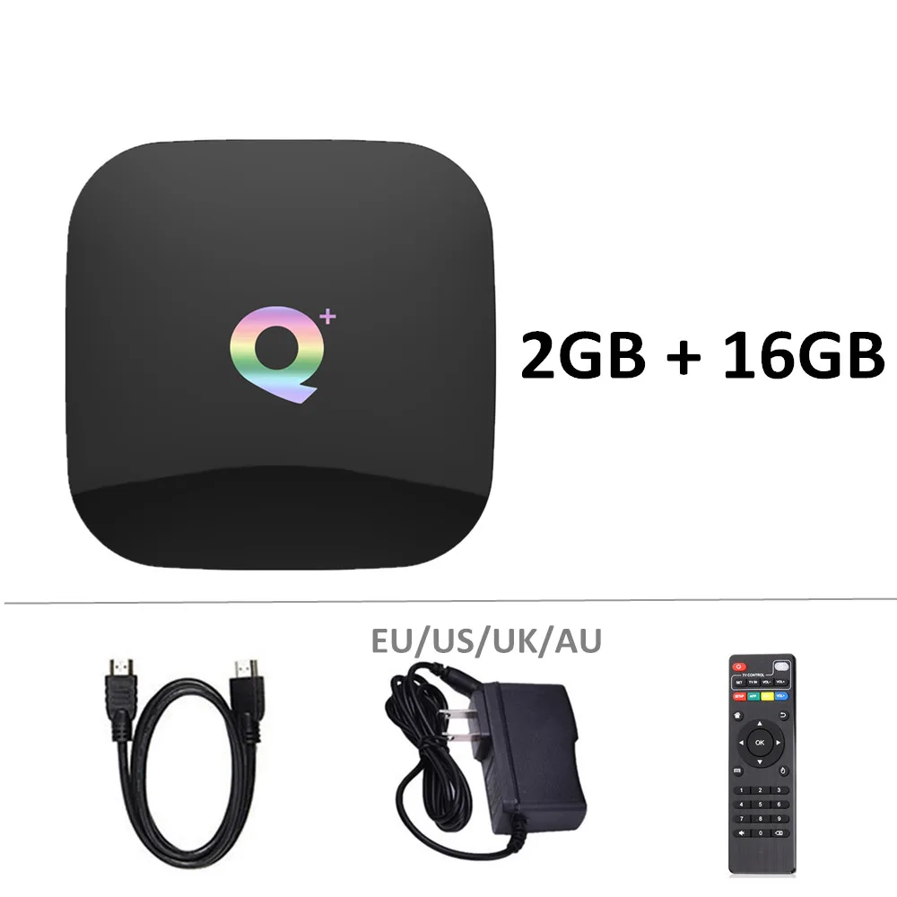 Q плюс Смарт ТВ Box Android 8,1 ТВ коробка 4 Гб оперативной памяти 32 Гб/64 Гб ПЗУ 6 K H.265 USB3.0 2,4 ГГц Wi-Fi IP ТВ Декодер каналов кабельного телевидения PK s905x2 T95Q x96 max - Цвет: 2G 16G