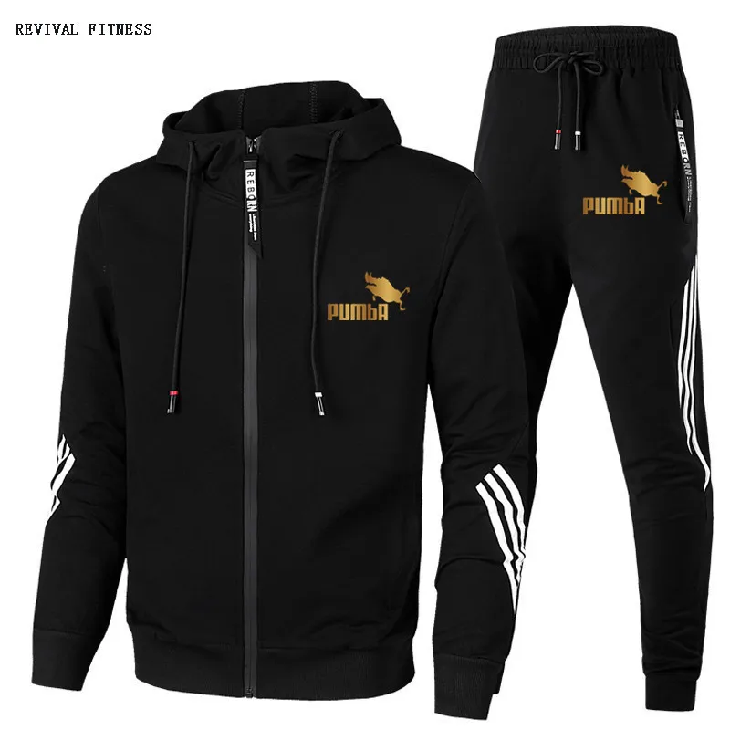 

2021New Pumba Men's Autumn Winter Sets Zipper Hoodie+Pants Pieces Casual Tracksuit Male Sportswear Gym Brand Clothing Sweat Suit